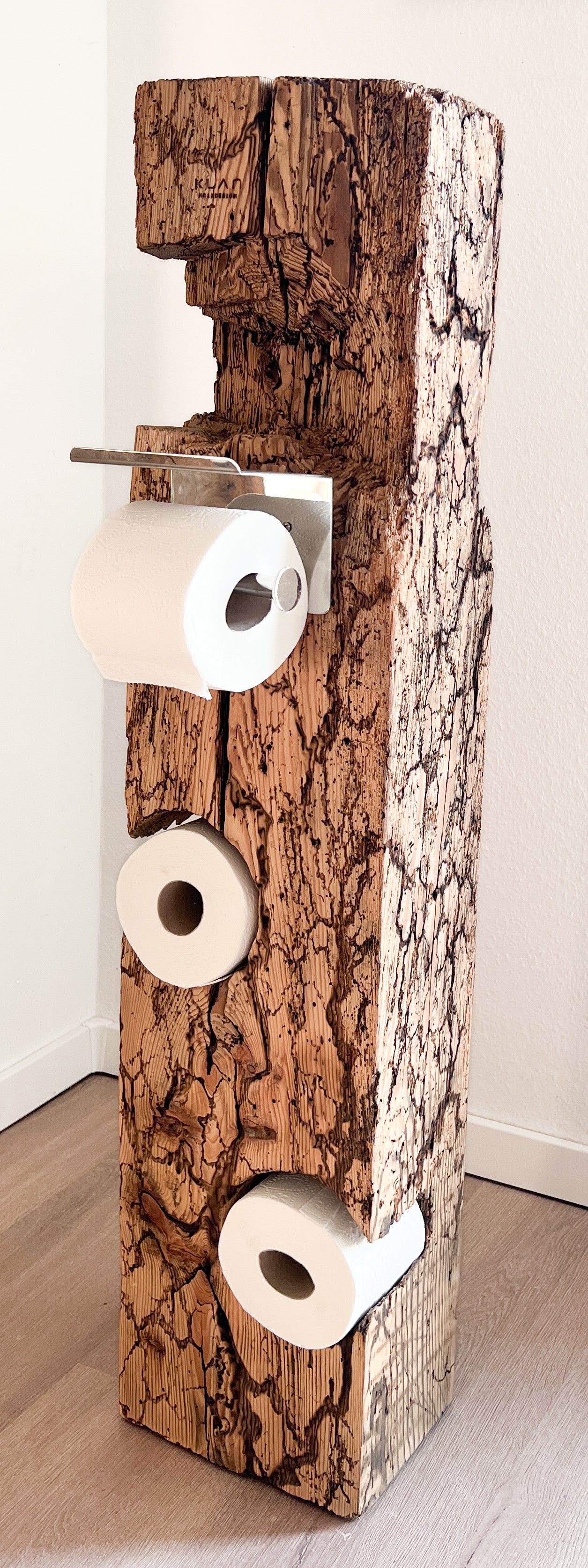 Toilettenpapierhalter aus Holz – 105 cm – mit einzigartiger Blitzstruk –  Klan-Holzdesign