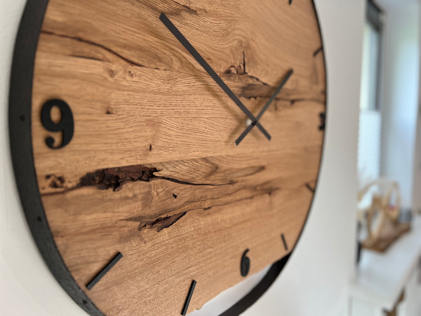 Wall clock made of old wood barrel ring NO 413
