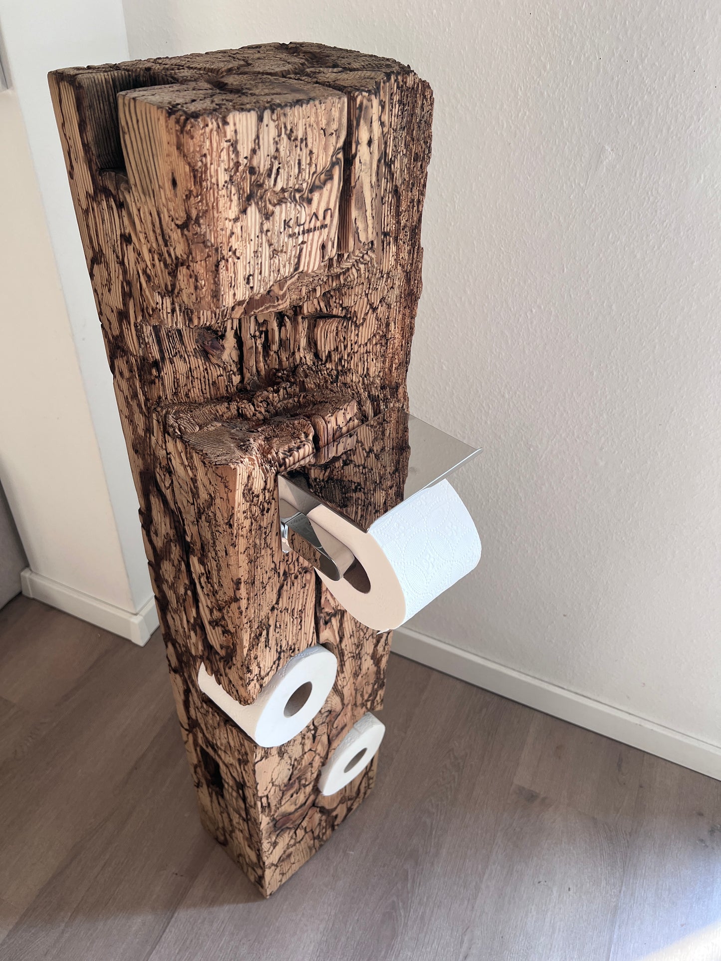 Toilettenpapierhalter aus Holz – 105 cm – mit einzigartiger Blitzstruktur