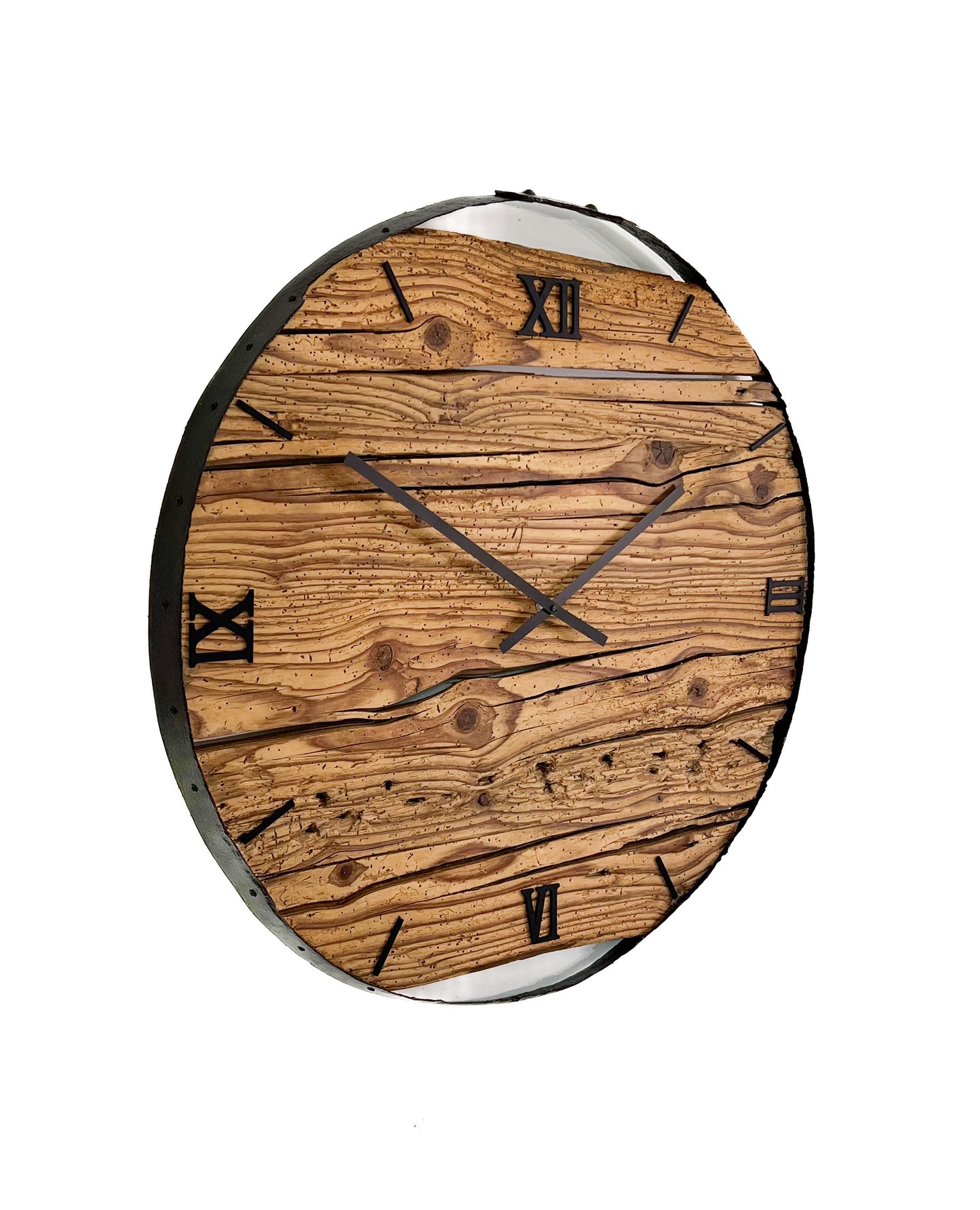 Wanduhr XXL aus Altholz/Fichte Fassring NO 523