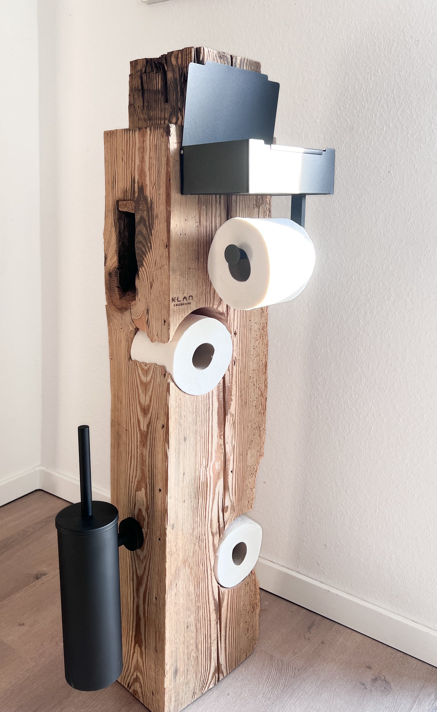 Toilettenpapierhalter aus massiver Fichte – Blitzstruktur – ca. 104 × 35 cm