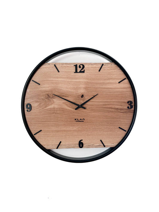 Wanduhr 45 cm Eiche modern mit Edelstahlring – Schlichte Designer Holzuhr handgefertigt NO 562