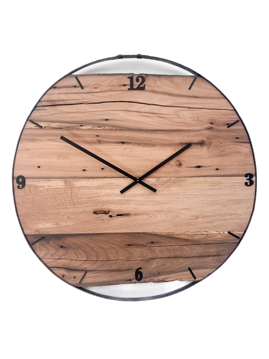 Wall clock made of old wood barrel ring NO 413