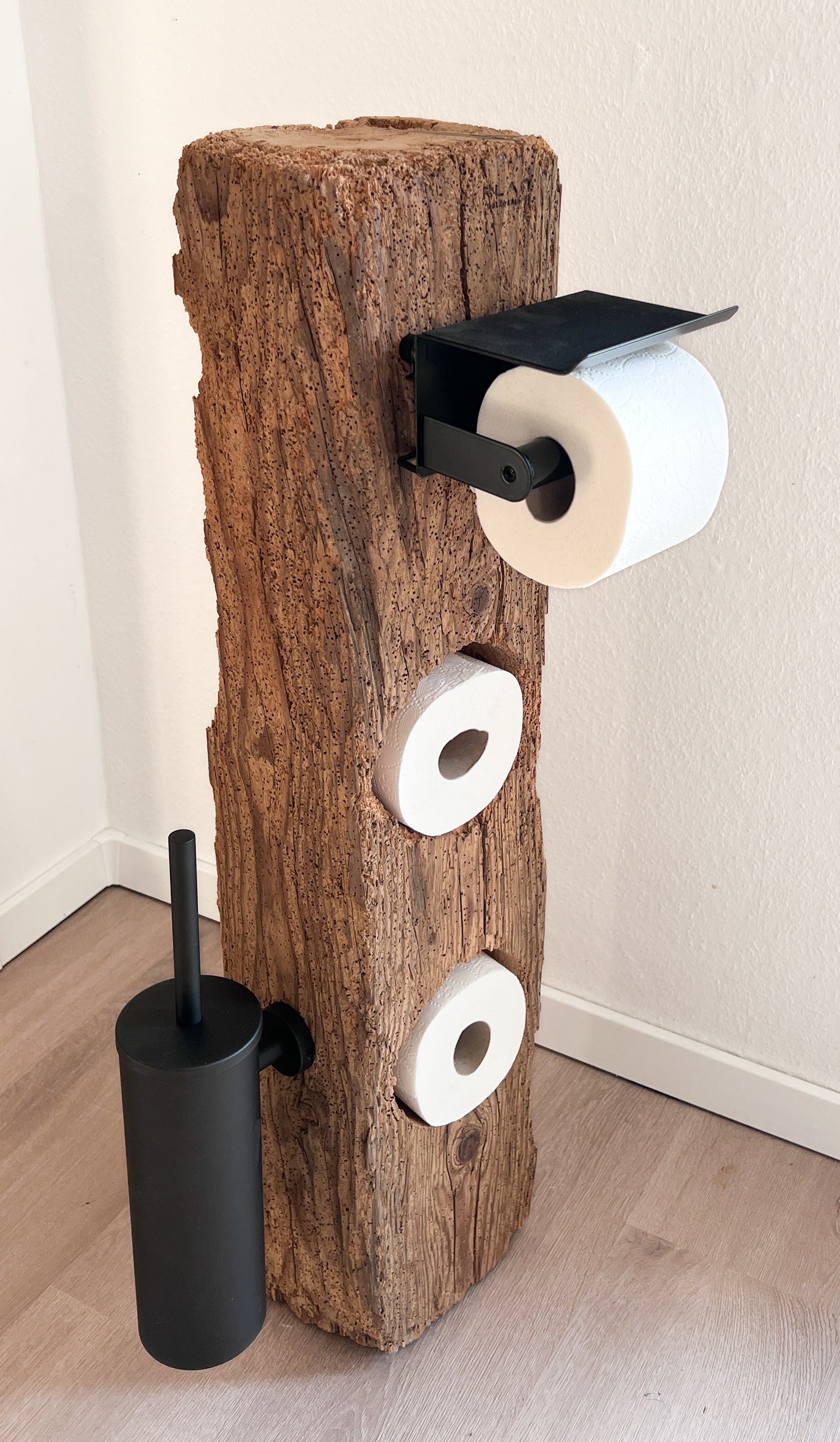 Toilettenpapierhalter aus Altholz Eiche – 90 x 34 cm – Handgefertigt im Schwarzwald