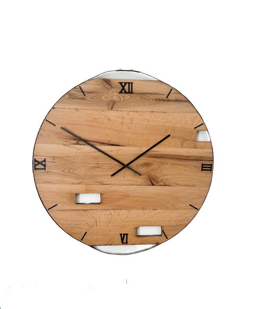Wanduhr aus Altholz Fassring NO 489 83cm