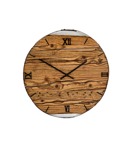Wanduhr XXL aus Altholz/Fichte Fassring NO 523