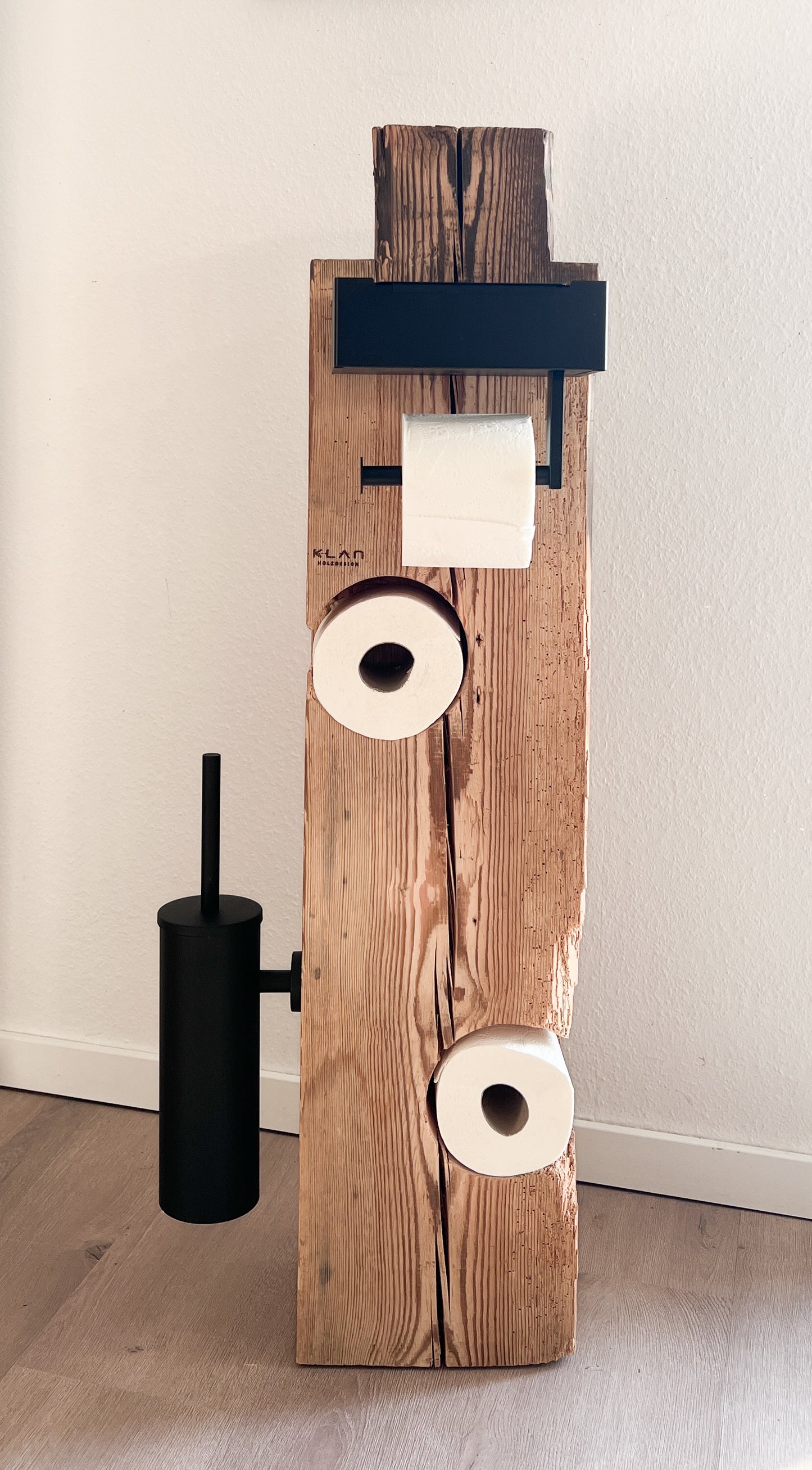 Toilettenpapierhalter aus massiver Fichte – Blitzstruktur – ca. 104 × 35 cm