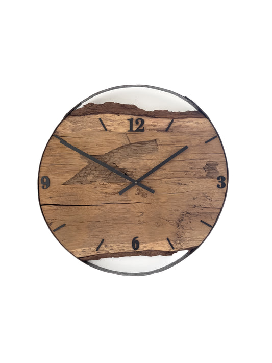 Wanduhr aus Altholz Fassring NO 514 58cm
