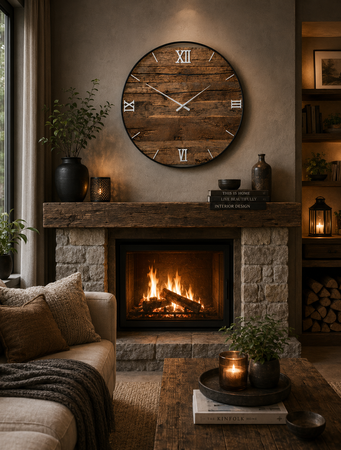 XXL Wanduhr aus Altholz-Eiche & Edelstahl – 120 cm | Handgefertigtes Unikat No 599