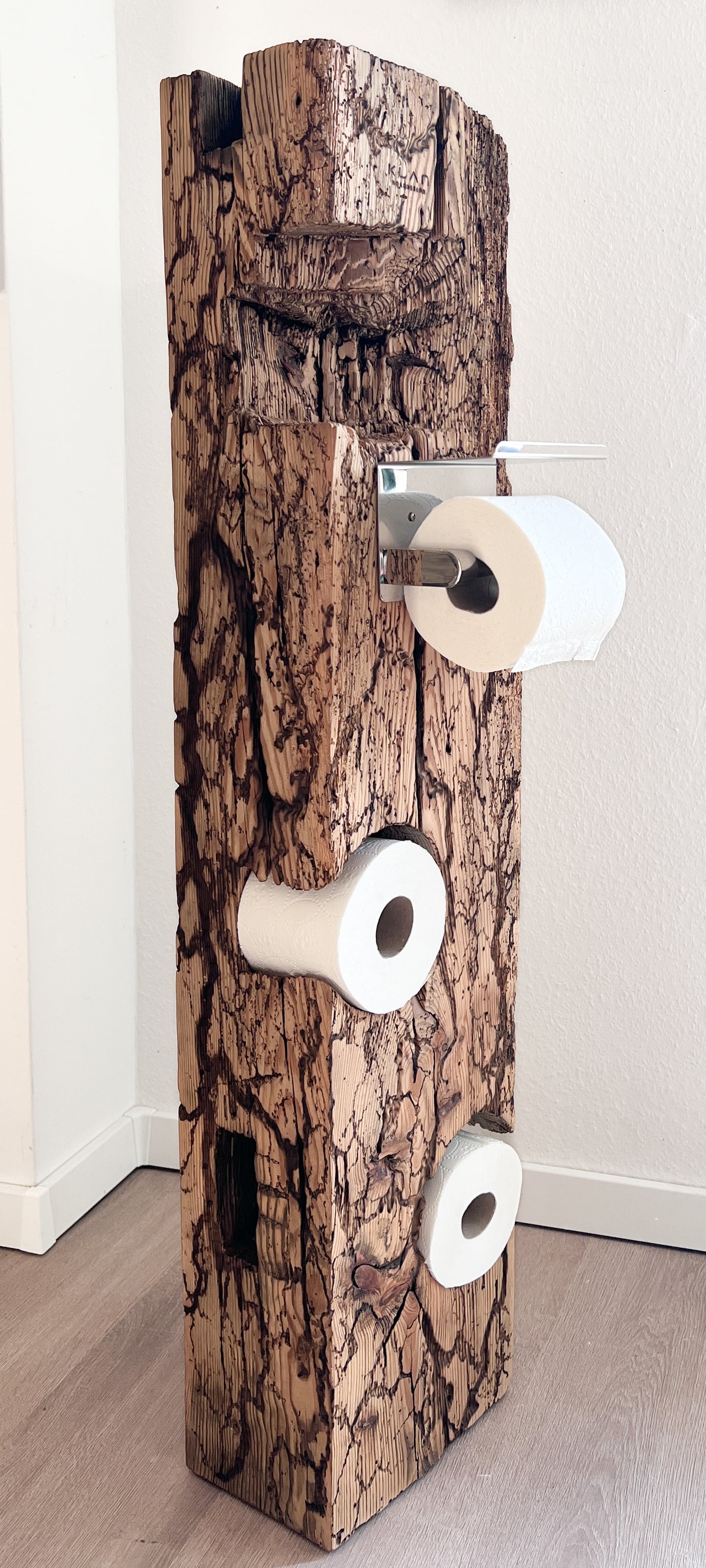 Toilettenpapierhalter aus Holz – 105 cm – mit einzigartiger Blitzstruktur